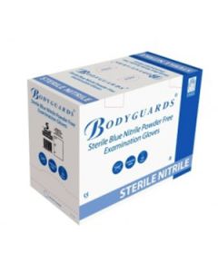 Bodyguards Sterile Blue Nitrile Powder Free Exam Gloves Size Small [50 Pairs]