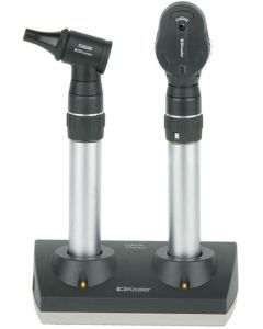 Keeler 1729-P-1030 Practitioner Ophthalmoscope F.O. Otoscope Rechargeable Desk Set with Two Handles