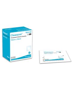 Clearpore Vapour Permeable Adhesive Film 10cm X 10 Cm With Pad [Pack of 50]