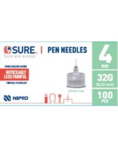 4Sure Pen Needles 32GX4MM [Pack of 100]