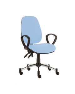 ﻿Consultation Chair with Arms &amp; Chrome Base - (Anti-bacterial Vinyl) Sun-CHA21-HSA-Cool Blue [Pack of 1]