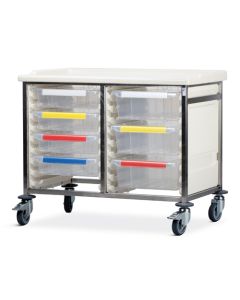 Bristol Maid Caretray Trolley - Stainless Steel - Double Column - 800mm High
