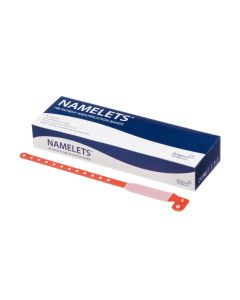 Namelets ID Bracelets Adult Write-On Red X 100  [1 Pack Of 100 Bands]