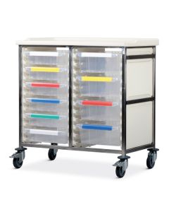 Bristol Maid Caretray Trolley - Stainless Steel - Double Column - 1000mm High
