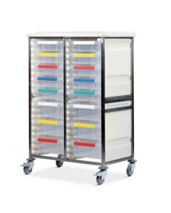 Bristol Maid Caretray Trolley - Stainless Steel - Double Column - 1400mm High