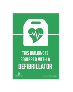 AED Armor 'This building is equipped with a defibrillator' A5 Sticker