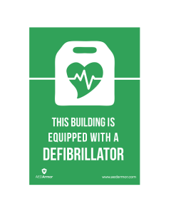 AED Armor 'This store is equipped with a defibrillator' A5 Sticker