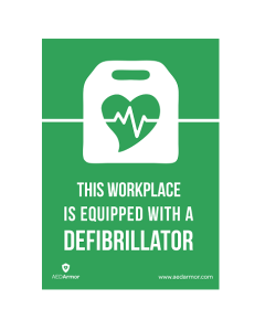 AED Armor 'This workplace is equipped with a defibrillator' A5 Sticker