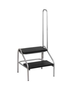 AW Footstool With Handrail, 470x485x470 - 1150mm SS Anti-Slip, Two Steps