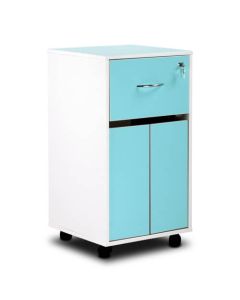 Bristol Maid Bedside Cabinet - Grey White - Lockable Upper Drawer - Cupboard - Adjustable Shelf