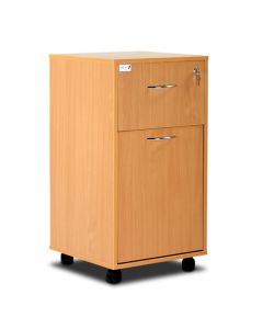 Bristol Maid Bedside Cabinet - Beech - Lockable Upper Drawer - Large Lower Drawer - Adjustable Shelf