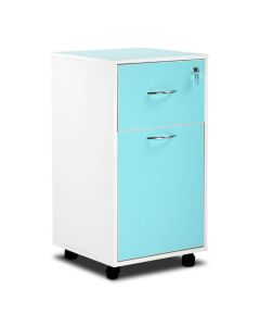 Bristol Maid Bedside Cabinet - Grey White - Lockable Upper Drawer - Lower Drawer - Adjustable Shelf