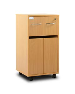Bristol Maid Bedside Cabinet - Beech - Two Top Drawers - Cupboard - Adjustable Shelf - One Drawer - Cam Lock