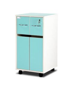 Bristol Maid Bedside Cabinet - Grey White - Two Top Drawers - Cupboard - Adjustable Shelf - One Drawer - Cam Lock