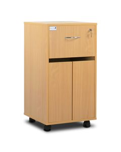 Bristol Maid Bedside Cabinet - Beech - Locking Flap - Cupboard - Adjustable Shelf - Cam Lock