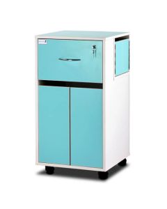 Bristol Maid Bedside Cabinet - Grey White - Locking Flap - Cupboard - Adjustable Shelf - Cam Lock