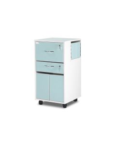 Bristol Maid Bedside Cabinet - Grey White - Locking Flap - Personal Drawer - Cupboard - Adjustable Shelf - Cam Lock