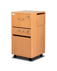 Bristol Maid Bedside Cabinet - Beech - Locking Flap - Personal Drawer - Cupboard - Adjustable Shelf - Cam Lock