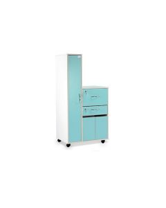 Bristol Maid Bedside Cabinet - Grey White - Left Hand Wardrobe - Locking Front Flap - Personal Drawer - Cupboard - Adjustable Shelf - Cam Lock