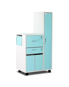 Bristol Maid Bedside Cabinet - Grey White - Right Hand Wardrobe - Locking Front Flap - Personal Drawer - Cupboard - Adjustable Shelf - Cam Lock