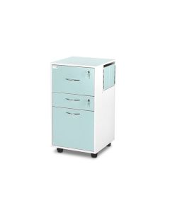 Bristol Maid Bedside Cabinet - Grey White - Locking Flap - Personal Drawer - Lower Drawer - Adjustable Shelf - Cam Lock