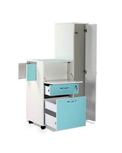 Bristol Maid Bedside Cabinet - Grey White - Right Hand Wardrobe - Locking Front Flap - Personal Drawer - Large Drawer - Cam Lock