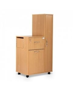Bristol Maid Bedside Cabinet - Beech - Right Hand Wardrobe - Locking Front Flap - Large Drawer - Adjustable Shelf - Cam Lock
