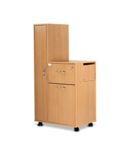 Bristol Maid Bedside Cabinet - Beech - Left Hand Wardrobe - Locking Front Flap - Large Drawer - Adjustable Shelf - Cam Lock