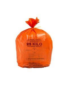 Orange Bulk Handling Clinical Waste Bag 25kg [Pack of 100]