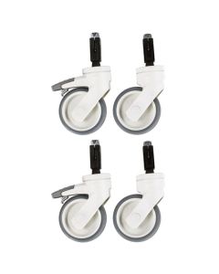 Bristol Maid Option -100mm Castors, Grey White Polymer, 2 X Braking / 2 X Non Braking - Factory Fit Only [Pack Of 4]