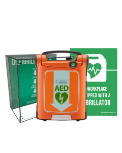 Cardiac Science Powerheart G5 Fully Automatic AED with Intellisense CPR Device and High Impact Illuminated Cabinet - Office Package