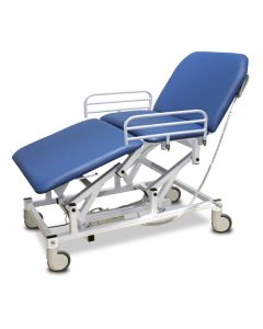 Bristol Maid Couch - Bariatric - Variable Height - Three Section Mobile - Electric - Vinyl - Bristol Blue