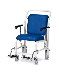 Bristol Maid Portering Chair - Front Steer - Nesting - Hinged Foot Rests - Vinyl - Bristol Blue