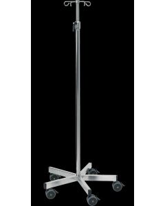 Provita IV-Pole, Ss, Screw Adj, Twin Castors 75 mm, Base Leg Profile 45x20mm, Hooks 5 Kg