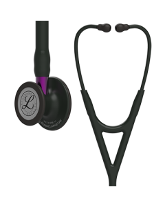 3M Littmann Cardiology IV Diagnostic Stethoscope, Black Tubing, Black Chestpiece, Violet Stem [Pack of 1]