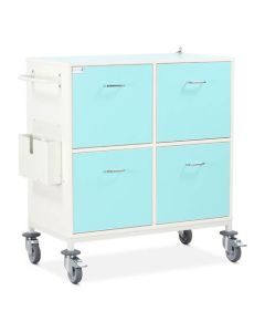 Bristol Maid Trolley - Medical Records Workstation - Double Column, Four Drawers - Electronic Push Button Lock
