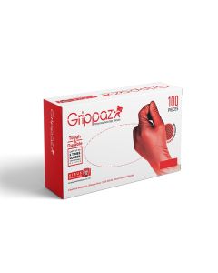 Grippaz Heavy Duty Nitrile Disposable Glove Red Extra Large [Pack of 100]