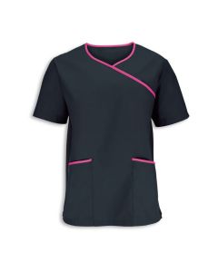Men's stretch scrub top Black/pink Colour