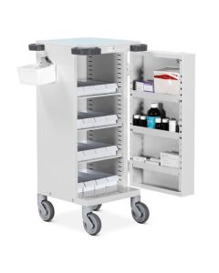 Bristol Maid Pharmacy Trolley - Single Door - High Security Bolt Lock - 16 X LA Trays