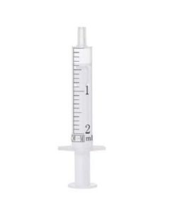 SOL-M 2ml Syringe w/o Needle,2-piece (White plunger) [Pack of 100]