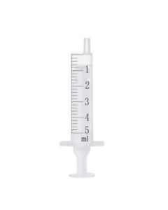 SOL-M 5ml Syringe w/o Needle,2-piece (white plunger) [Pack of 100]