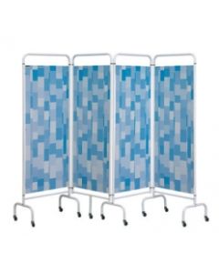 Sunflower Four Panel Screen - Blue Patchwork