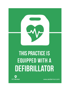 AED Armor 'This centre is equipped with a defibrillator' A5 Sticker