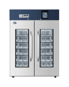Blood Bank Refrigerator, Upright, Double Glass Door, Led Display, Baskets, 2-6 Degrees Celsius, 1308l Capacity