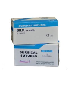 BLACK BRAIDED SILK SURGICAL SUTURE 75CM M5 W936G [Pack of 12]