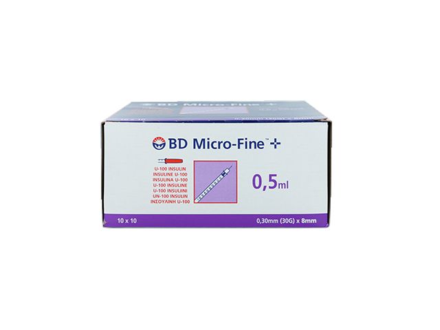 Micro Fine 0 5ml Insulin Syringe With 30g X 8mm Needle 3245 Pack Of 100 Ahp Medicals