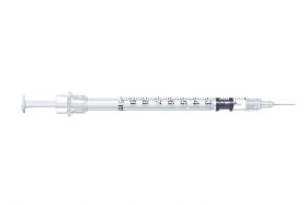 SOL-CARE 0.5ml Insulin Safety Syringe w/Fixed Needle 30G*5/16 [Pack of 100]