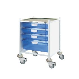 ﻿VISTA 40 Clinical Trolley - 3 Single/1 Double Depth Trays-Blue [Pack of 1]
