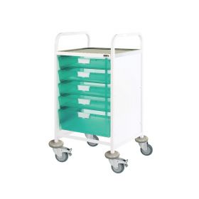 ﻿VISTA 50 Clinical Trolley - 4 Single/1 Double Depth Trays-Green [Pack of 1]