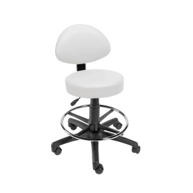 Gas-lift Stool with Back-Rest & Foot Ring-White [Pack of 1]